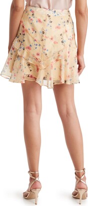 Lulus Chic Inspiration Floral Ruffle Chiffon Miniskirt