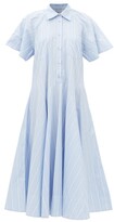 Thumbnail for your product : Lee Mathews Jerry Spread-collar Cotton Maxi Shirt Dress - Blue Stripe