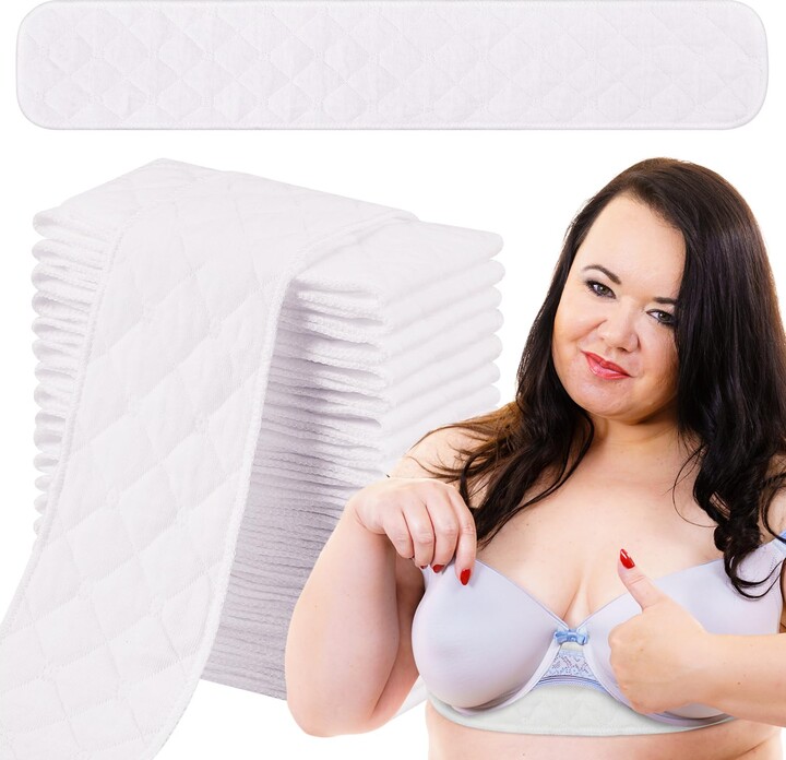 Toulite 20 Pcs Bra Liners 18 x 3 Inches Rectangle Cotton Under Bra Pads 3  Layer White Bra Sweat Liners for Women Sweating Supplies - ShopStyle