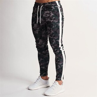 Huntrly Men's Casual Pants Spring Camouflage Print Training Running Sports Trousers Stretch Slim Training Slim Trousers XXL