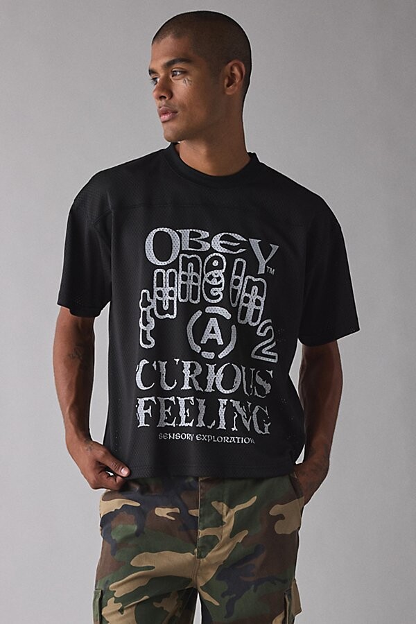 OBEY UO Exclusive Elm Practice Jersey Top in Black