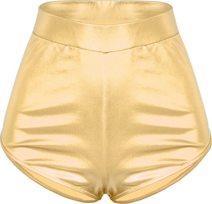 Freebily Women's Sexy Shiny Metallic Booty Shorts Bikini Bottoms Rave