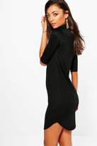 Thumbnail for your product : boohoo Tall High Neck Curved Hem Dress