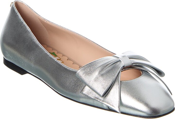 Valentino Bow Leather Ballerina Flat