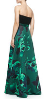 Thumbnail for your product : Aidan Mattox Strapless Floral-Skirt Combo Gown