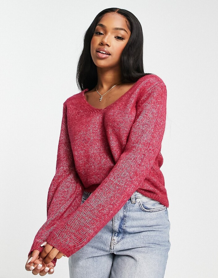 JDY v neck jumper in pink ShopStyle