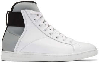 Diesel Black Gold White Leather and Neoprene High-Top Sneakers