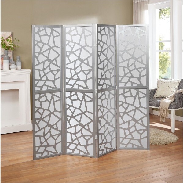 MAYEERTY4PanelScreenRoomDividerIceCrackPatternSilver70\