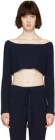 Thumbnail for your product : Baja East Navy Cashmere Off-the-Shoulder Sweater