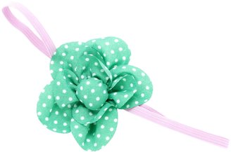 Peppercorn Kids Polka Dot Flower Stretch Headband - Green-One Size