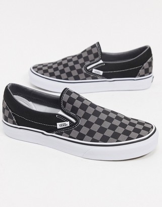Vans Classic Slip-On checkerboard sneakers in gray - ShopStyle