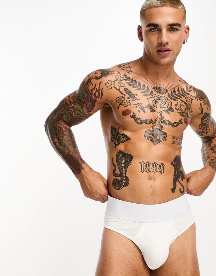 ASOS DESIGN briefs with sheer panels in white - ShopStyle