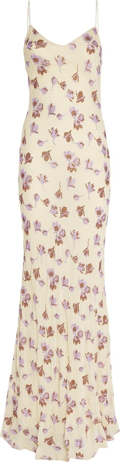 Self-Portrait Embellished Floral Maxi Dress