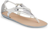 Thumbnail for your product : BCBGeneration Silver & White Chatham T-Strap Flat Sandals