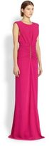 Thumbnail for your product : Reed Krakoff Ruched Leather-Accent Gown