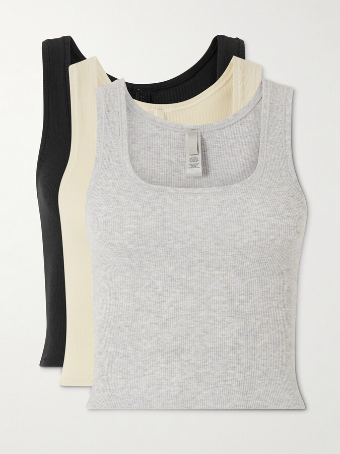 SKIMS - Cotton Rib Tank 3-pack - Bone, Light Heather Gray, Soot