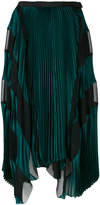Thumbnail for your product : Sacai asymmetric striped pleated skirt