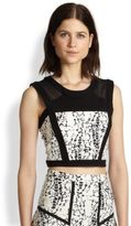 Thumbnail for your product : Parker Sheer-Paneled Printed Stretch Jersey Crop Top