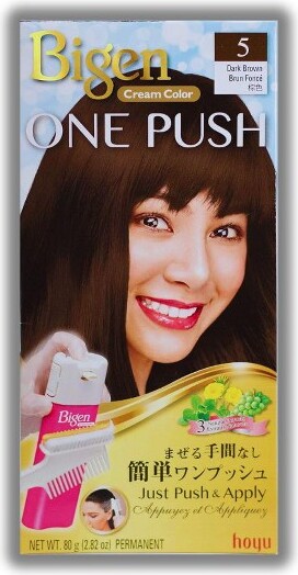 Bigen BIGENbyHoyuOnePush(5DarkBrown)GrayCoverageCreamColor(2.82oz)|Long-LastingGrayCoverage|StoreforMultipleApplications