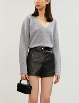 Thumbnail for your product : Maje Ilord slim-fit high-rise leather shorts