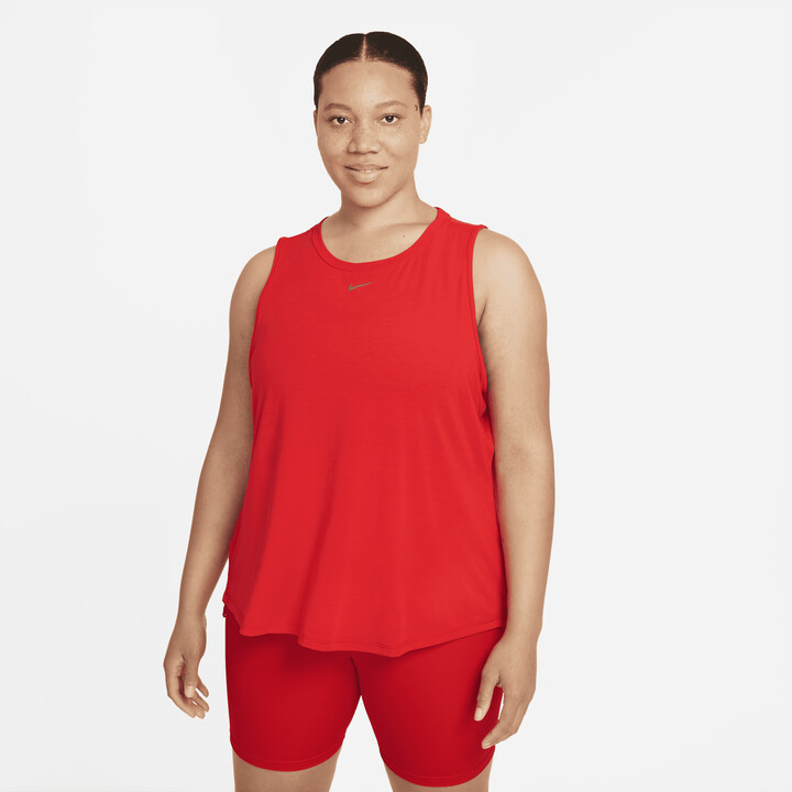 Nike Women's DriFIT One Luxe Standard Fit Tank Top (Plus Size) in Red