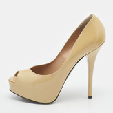 Thumbnail for your product : Dolce & Gabbana Yellow Patent Leather Peep Toe Platform Pumps Size 39.5
