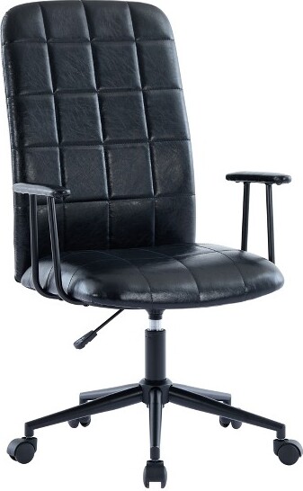 YinvaniOfficeChairWithArmrestHighBackrestSoftFoamSeatingAdjustableHeightBlack