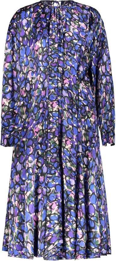 Balenciaga All-Over Patterned Long-Sleeved Dress
