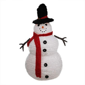 Asstd National Brand 4' Lighted 3-D Chenille Winter Snowman with Top Hat Outdoor Yard Art
