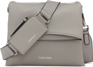 Calvin Klein Chrome Adjustable Zip Crossbody With Zippered Pouch In Ruby Red