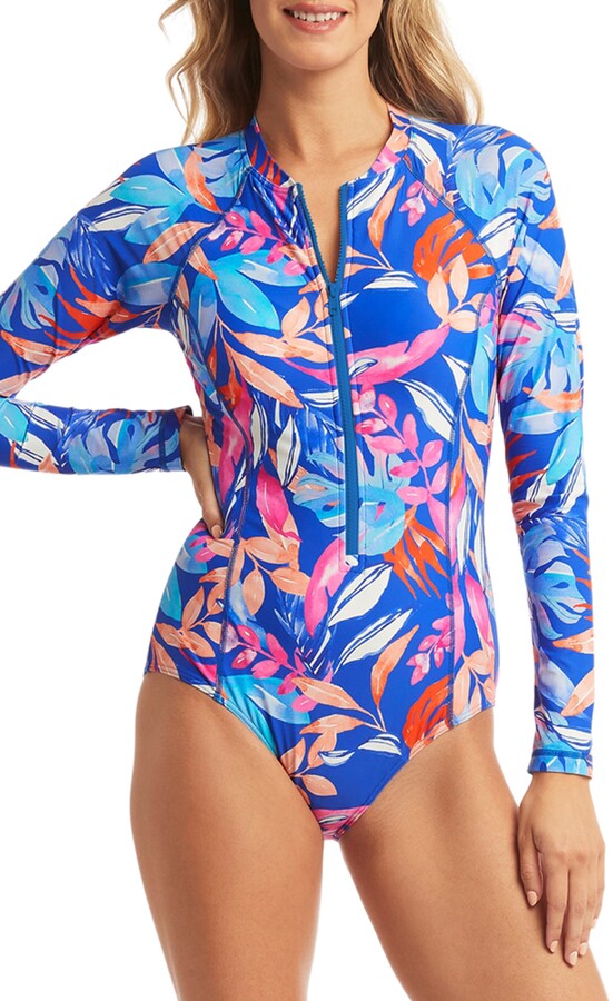 Sea Level Long Sleeve Floral OnePiece Swimsuit ShopStyle