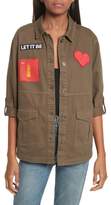 Thumbnail for your product : Alice + Olivia AO x The Beatles Charline Oversize Patch Military Jacket