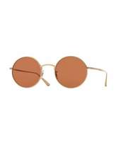 Thumbnail for your product : Oliver Peoples The Row After Midnight Round Sunglasses, Gold/Persimmon