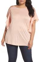 Thumbnail for your product : Sejour Cutout Ruffle Sleeve Top (Plus Size)