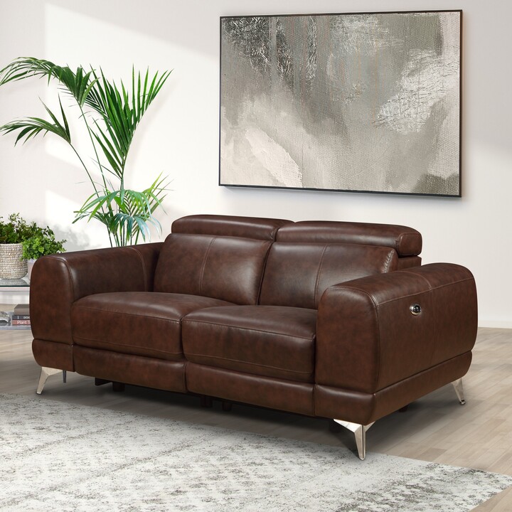 Abbyson Living Furniture The, Abbyson Carmela Dark Brown Top Grain Leather Chesterfield Sofa