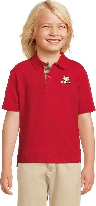 Burberry Children Johane Bear Check (Little Kid) Boy's Clothing Poppy Red : 4 Years, Cotton