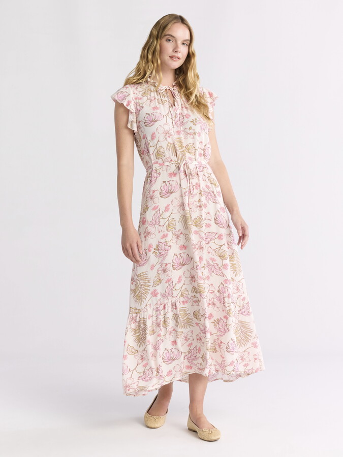 Time and Tru Women’s Flutter Sleeve Midi Dress, Sizes XS-XXXL
