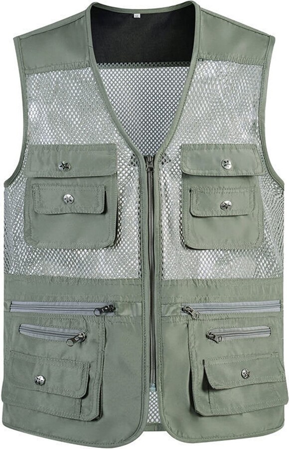 Ufilter Men's Mesh Lightweight Vest Outdoor Work Multi Pockets Gilet  Multifunction Fishing Hunting Sleeveless Jacket - ShopStyle