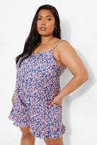 Thumbnail for your product : boohoo Plus Ruffle Hem Floral Swing Playsuit