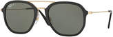 Thumbnail for your product : Ray-Ban Men's Polarized Square Aviator Sunglasses, Black/Gold