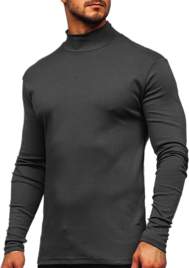 congluoki Thermal Shirts for Men Turtleneck Men Long Sleeve Undershirt ...