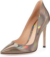 Thumbnail for your product : Gianvito Rossi Mirror Leather Point-Toe Pump, Silver