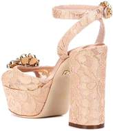 Thumbnail for your product : Dolce & Gabbana Embellished lace plateau sandals