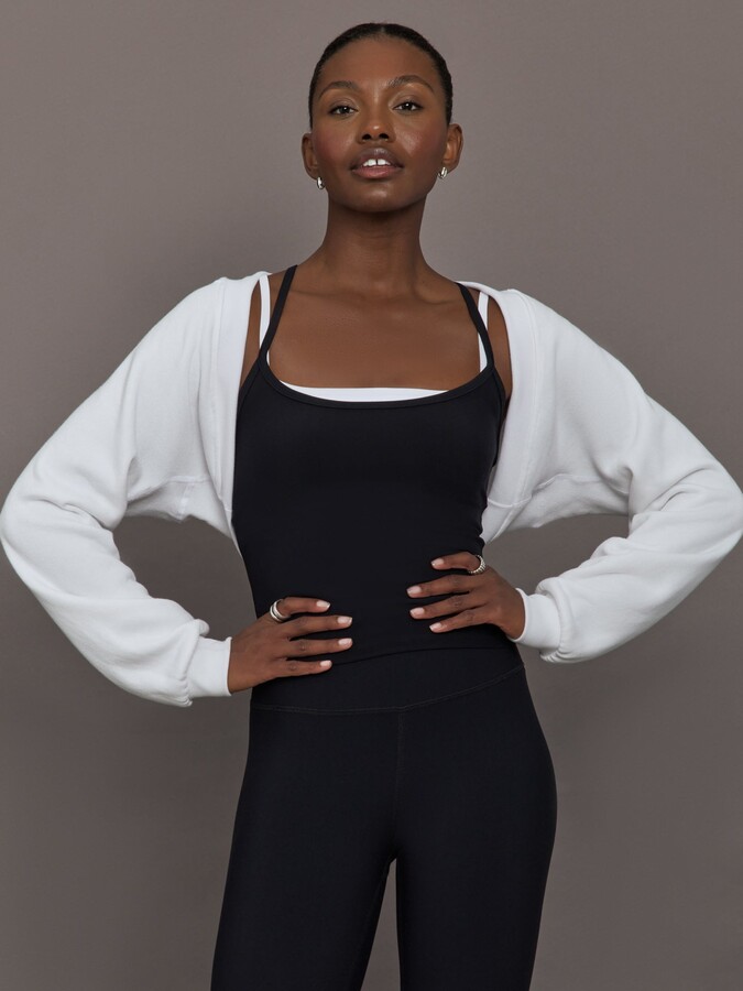 Carbon38 Long Sleeve Shrug in French Terry - White