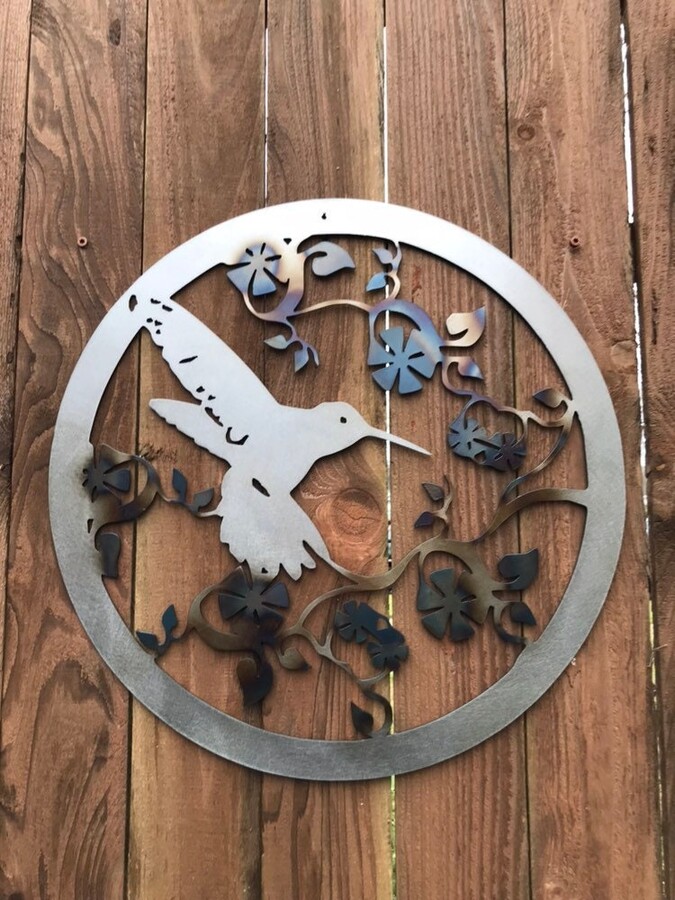 Etsy Custom Metal Humming Bird Sign Monogram Flower