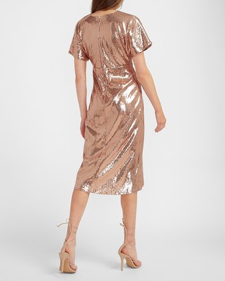 Express Sequin Wrap Front Dress