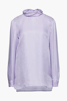 Thumbnail for your product : Emilio Pucci Lace-trimmed hammered satin-crepe blouse