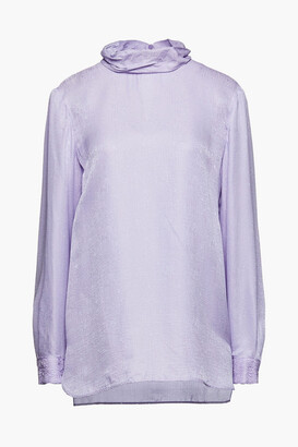 Emilio Pucci Lace-trimmed hammered satin-crepe blouse