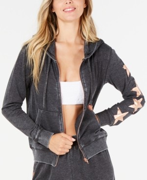 Miken Juniors' Burnout Star Zip Cover-up Hoodie, Created for Macy's Women's Swimsuit