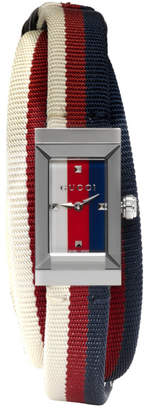 Gucci Silver and Tricolor G-Frame Watch